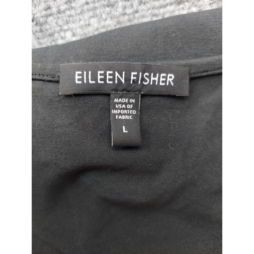 Eileen Fisher Top Large Black Long Sleeve Round Neck Stretch Minimalist - Picture 3 of 9